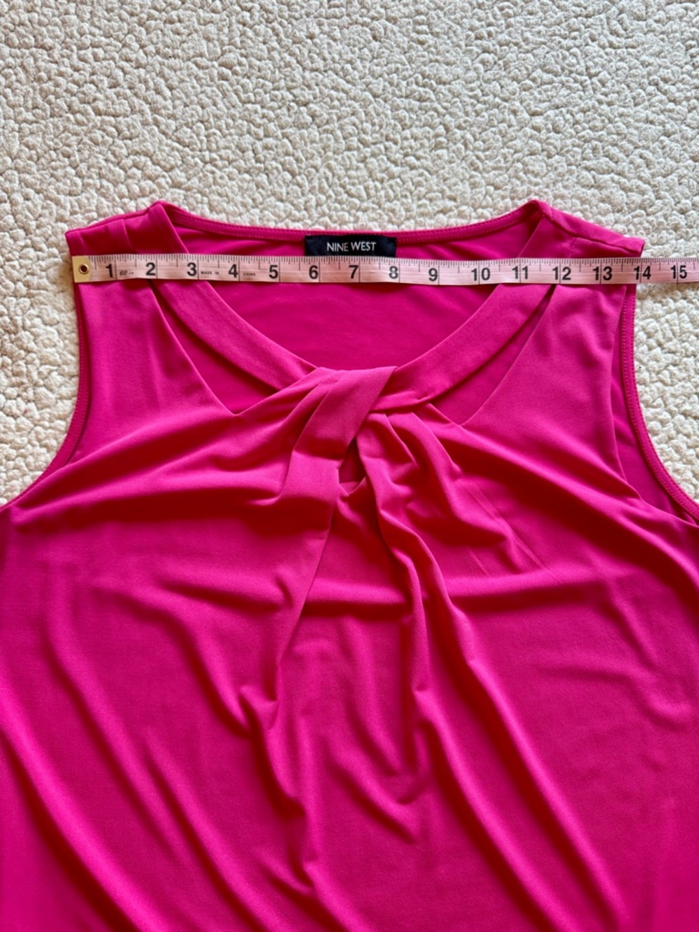 Nine West Hot Pink Twist Neck Sleeveless Blouse Top Size Large - Picture 7 of 9